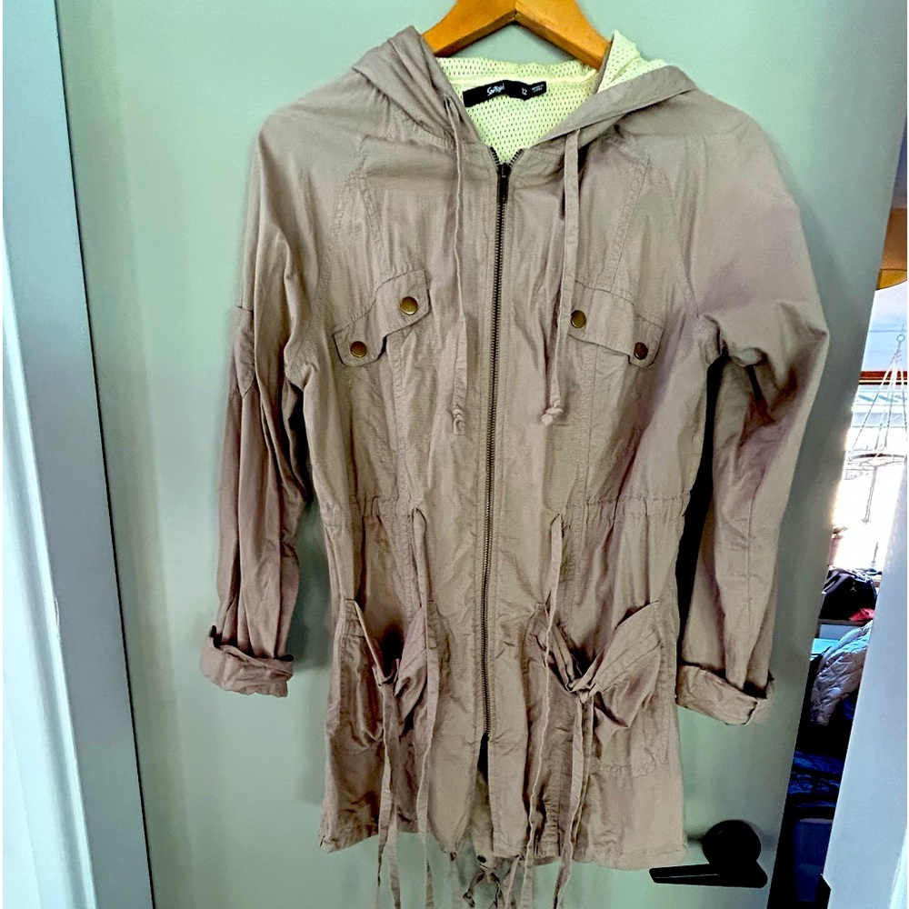 SPORTSGIRL light weight beige cotton zip up hoodie AU12 - Picture 1 of 4